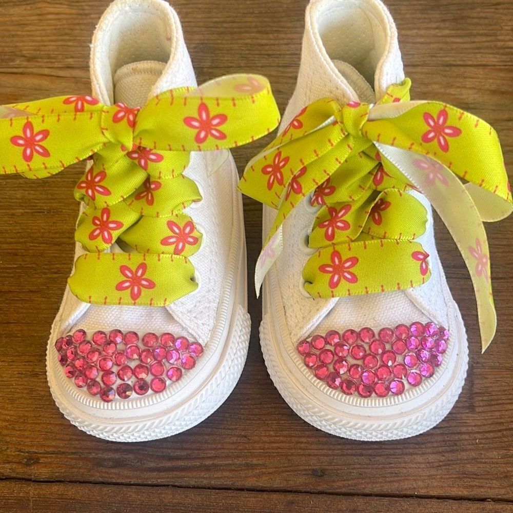NEW Converse Custom Embellished Crystal All Star Sneakers Shoes Infant Sz 2